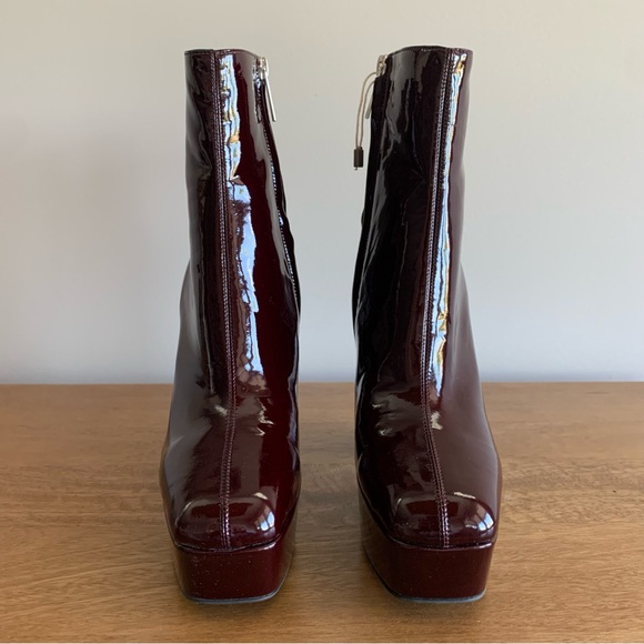 NWT!! Sergio Rossi Burgundy Platform Patent Leather Boots SZ 37 - Picture 3 of 8